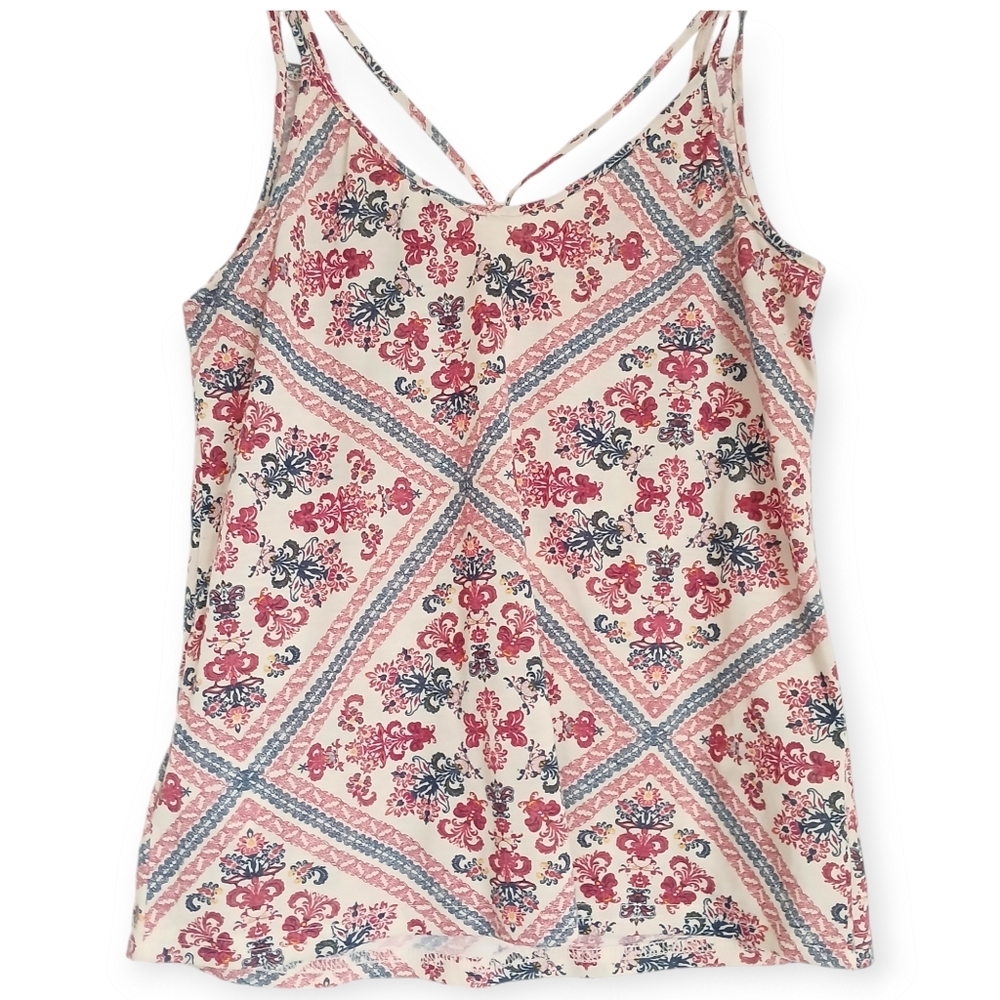 JEAN PASCALE Geo Boho Print Strappy Camisole Top Sz S
